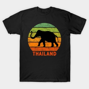 Thailand Elephant Silhouette On A Rainbow Of Sunset Colors T-Shirt